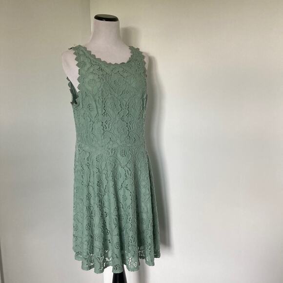 City Triangles Moss Green Lace Fit & Flare Dress, Size 15 - Picture 1 of 8